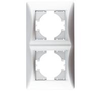 Telaio da incasso in titanio per 2 elementi verticali, ideale per impianti elettrici moderni e ottimizzazione degli spazi.