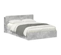 Telaio del letto con storage Grigio Cemento 150 x 200 cm - con Cassetti per Risparmio Spazio, Struttura con Contenitore Integrato, Telaio Letto Matrimoniale Moderno con Colore Grigio Cemento