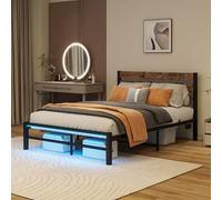 Telaio del letto da 120 x 200 cm, con poggiatesta, telaio in metallo con stazione di ricarica USB, telaio per letto a LED, supporto a strato di acciaio, sotto il letto, non richiede molle di boxe