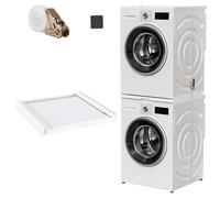Telaio di Collegamento di Ricambio Telaio Intermedio con Ripiano Estraibile in Acciaio Bianco per Lavatrice/Asciugatrice Piano Estensibile per Cesto Portabiancheria Kit di Sovrapposizione Universale