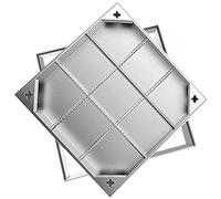 Telaio di copertura invisibile for fossa settica quadrata in acciaio inox, piastra inferiore zincata/piastra inferiore 304 adatta for le scuole(Galvanized,15.7inx15.7in)