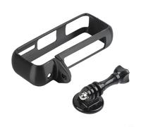 Telaio di protezione esteso per Insta360 X4 AIR, custodia in silicone con registrazione orizzontale e verticale, resistente agli urti antigraffio con adattatore da 1/4" per accessori (nero orizzontale