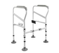 Telaio di Sicurezza per WC per anziani, telaio per WC antiscivolo regolabile in altezza, sponde di sicurezza per WC pieghevoli per bagno per anziani disabili(Large foot pads)