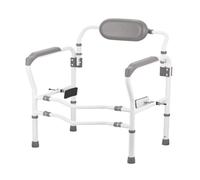Telaio Di Supporto Per WC con braccioli e schienale, telaio di sicurezza regolabile per WC, corrimano di sicurezza per bagno per anziani e disabili, supporta fino a 136 kg, adatto a qualsiasi WC(Gray)