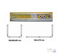 Maurer Bastone universale per tenda doccia Aqua 4042202 Alluminio Bianco 80x170 / 80x80x80 cm