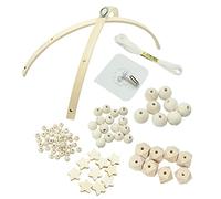 Telaio in legno fai da te, per lettino portatile in legno, fatto a mano, campana a vento naturale, per bambini, fai da te, con perline di legno, ciondolo per bambini, set fai da te per il fai da te