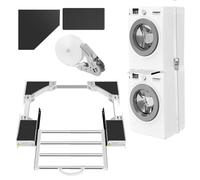 Telaio intermedio per lavatrice e asciugatrice, 46-72 cm, telaio intermedio universale per lavatrici e asciugatrici, con corda di sicurezza da 6 m, con piastra estraibile