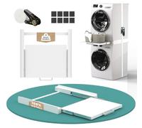 Telaio intermedio universale, per lavatrice, lavatrice, in acciaio, per asciugatrici, regolabile, 47-60 cm, intermedio, lavatrice con cinghie e cuscinetti antiscivolo, portante e stabile
