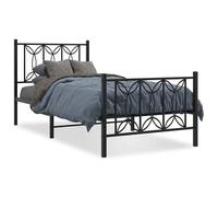 Telaio letto 75 x 190 cm con testiera e pediera - Moderno letto in metallo nero per camera da letto, robusto e stabile - Montaggio facile per un sonno riposante