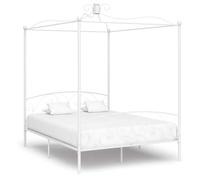 Telaio letto a baldacchino bianco metallo 180 x 200 cm mobili per camera da letto robusto elegante telaio letto per casa durevole piattaforma letto con rete a doghe per un sonno riposante