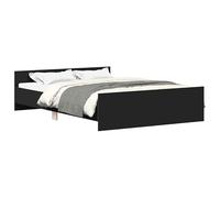 Telaio letto con testiera e pediera, nero, 135 x 190 cm, moderno letto con telaio per camera da letto, effetto legno, facile da montare, ideale per piccoli spazi