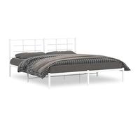 Telaio letto con testiera - Telaio in metallo bianco 183 x 213 cm - Design moderno per camera da letto - Durevole e stabile - Montaggio semplice