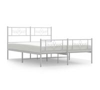 Telaio letto in metallo bianco 120 x 190 cm con testa e pediera - Telaio stabile per un sonno riposante - Montaggio facile per camera da letto