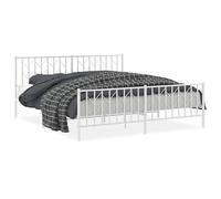 Telaio letto in metallo bianco 183 x 213 cm con testiera e pediera - Letto matrimoniale durevole e stabile per camera da letto - Design moderno e facile da montare