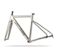 Telaio per bici da corsa 700C, 48 cm, 50 cm, in lega di alluminio, con freno a disco, perno passante F12*100 mm, R12*142 mm, BSA BB68 mm, forcella rigida in fibra di carbonio (oro chiaro, 50 cm)