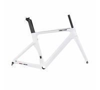 Telaio Per Bici Da Strada Con Freno A Disco In Fibra Di Carbonio 700c Telaio Aero Race Da 46/48/50/52/54cm, Perno Passante F12×100mm, R12×142mm, Passaggio Interno T47(White,46CM)