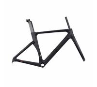 Telaio Per Bici Da Strada Con Freno A Disco In Fibra Di Carbonio 700c Telaio Aero Race Da 46/48/50/52/54cm, Perno Passante F12×100mm, R12×142mm, Passaggio Interno T47(Black,54CM)