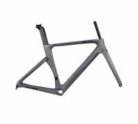 Telaio Per Bici Da Strada Con Freno A Disco In Fibra Di Carbonio 700c Telaio Aero Race Da 46/48/50/52/54cm, Perno Passante F12×100mm, R12×142mm, Passaggio Interno T47(Gray,46CM)