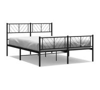 Telaio per letto in metallo nero, 140 x 200 cm, con doghe e piede centrale | Acciaio verniciato a polvere, doghe in metallo, gambe centrali, testa e piede funzionali, ripostiglio sotto il letto