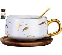 TELANKS - Set di una tazza e un piattino, in porcellana, per case e locali, 300 ml, bianco