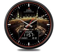 Telawah Orologio Azan LED da preghiera musulmana - Orologio da parete digitale Athana per casa/ufficio/moschea (nero)