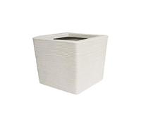 Vaso quadrato in resina Cubo Rigato SHABBY 35x35x30 cm Bianco Perla