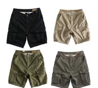 TELDTQVRC Short Homme Coton Shorts et Bermudas Travail Sport Pantalon Court Confortable Cargo de Travail Multipoches Short d'été Léger et aéré pour Hommes (Nero,S)