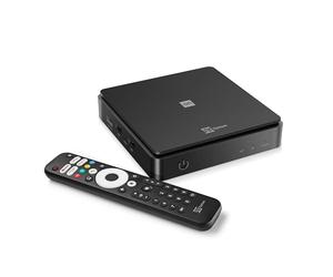 TELE System ON T2 HD: Decoder digitale terrestre Android TV, Smart TV Upgrade, Tuner DVB-T2 HEVC HDR10+HLG, HDMI, SCART Adapter Incluso - Certificato Google
