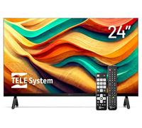 TELE System TS24LS15 TV 24'' Ready con DVB-T2/S2 HEVC 10bit, Compatibile CAM tivùsat, USB Media Player, TV Pause, Hotel Mode, Doppio Telecomando (Standard + Easy), LED 24 Pollici per Casa, Hotel e B&B