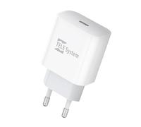 TELE System TS808 EU Caricabatterie USB-C 20W PD, Ricarica Rapida per Smartphone e Tablet, Adattatore da Parete Compatto, Protezione Integrata da Sovraccarico e Surriscaldamento.