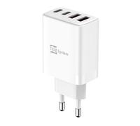 TELE System TS833 EU Caricabatterie USB-C e USB-A 40W, 4 Porte Fast Charge, Ricarica Rapida Intelligente per Smartphone e Tablet, Adattatore da Parete Compatto con Protezione Integrata