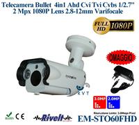 Telecamera Bullet 2 MPX Grand' angolo 2.8 mm CHIP SONY Universale 4 in 1