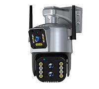 Telecamera 2k 4MP esterna PTZ Tre lenti Doppio schermo Zoom 10X Tracciamento automatico Protezione di sicurezza CCTV Videosorveglianza Cam P2P Rilevamento del movimento(4G With 64GB)