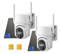 Telecamera 4G con Pannello Solare, Telecamera con SIM, Videocamera Sorveglianza Esterno, 360 PTZ, Human Sensor, 2K HD, 2-Way Talk, IP66