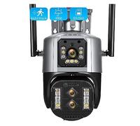 Telecamera 4MP 4K esterna a tre obiettivi Doppio schermo Zoom ibrido 10X AI Monitoraggio automatico di sicurezza CCTV IP PTZ Rilevamento del movimento(4G,4MP Add 64G Card)