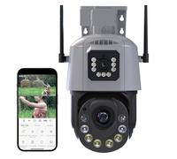 Telecamera 8MP 4K esterna Dual Lens PTZ Zoom ottico 36X Ai Rilevamento umano IP wireless for visione notturna a colori di sorveglianza Rilevamento del movimento(6MP Add 64G Card)