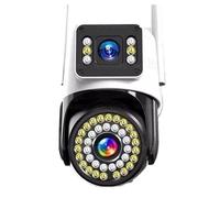 Telecamera a doppio obiettivo 4K 8MP Telecamera PTZ a doppio schermo 2K 4MP Telecamera wireless di sicurezza audio bidirezionale esterna impermeabile,Resistente alle Intemperie(8MP Camera 128GB)