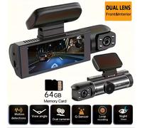 TELECAMERA AUTO DASHCAM VISIONE NOTTURNA ANTERIORE RETROCAMERA 2 CAM VIDEO 64GB