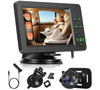 Telecamera Auto per Bebè 720P con Musica Bluetooth, Specchietto Auto per Bebè, Telecamera Auto Grandangolare, Schermo da 4,3'', per il Monitoraggio di bambini e animali domestici, Visione Notturna
