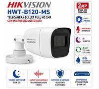 Telecamera Bullet 2MP Hikvision 2.8mm Audio Microfono 4in1 TVI CVI AHD IP66