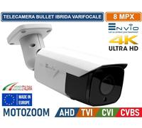ENVIO TELECAMERA BULLET IBRIDA 4in1 AHD TVI CVI CVBS OTTICA MOTORIZZATA 4X 2.8-12mm 8MP 4K ULTRA HD VISIONE NOTTURNA 40 METRI IP65