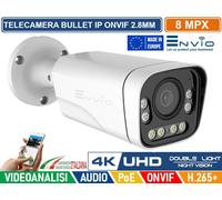 TELECAMERA BULLET IP DOUBLE LIGHT 8M POE ONVIF H.265+ VISIONE NOTTURNA 40M IP65