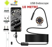 TELECAMERA CAMERA ENDOSCOPICA SONDA ISPEZIONE USB MICRO USB TYPE C ANDROID PC 10