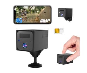 Telecamera con SIM, UCOCARE Telecamera con SIM 4G da Esterno, 4MP Mini Telecamere senza WiFi, Batteria 5200mAh, AI Rilevazione Moviment, Visione 160°, 4MP Visione Notturna