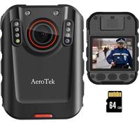 Telecamera corpo 2K, telecamera per corpo della polizia con registrazione video da 64 GB e visione notturna a infrarossi, fotocamera indossata dal corpo per registratore delle forze dell'ordine