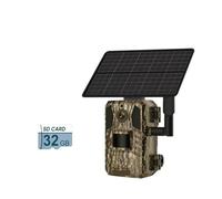 Telecamera Da Caccia Solare 4G Esterno For Visione Notturna 4 MP Rilevamento Movimento PIR Batteria 7800 MAh Fotocamera Impermeabile For Animali Selvatici Immagini E Video Nitidi(4G Camera Add 32G)