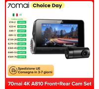 Telecamera da cruscotto 70mai 4K A810 150 ° FOV 3840*2160 HDR 60FPS AI Motion Detection ADAS GPS integrato Auto Car DVR A810 Spedizione dall'UE