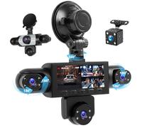 Telecamera da cruscotto a 5 canali con schermo IPS da 3,16 pollici, visuale a 360 gradi, Full HD 1080p, visione notturna, monitoraggio del parcheggio e rilevamento del movimento - DVR per auto con ass