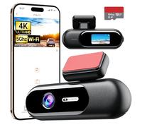 Telecamera da cruscotto anteriore 4K, WiFi 5G integrato, scheda 64 GB inclusa, mini telecamera da cruscotto IPS da 1,5" con controllo tramite app