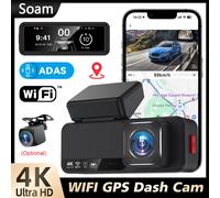 Telecamera da cruscotto Soam 4K+2,5K ADAS Schermo IPS da 3,2" 170 ° Buin-in WIFI/GPS G-Sensor 24 ore Telecamera per monitor di parcheggio Visione notturna APP WDR Nero